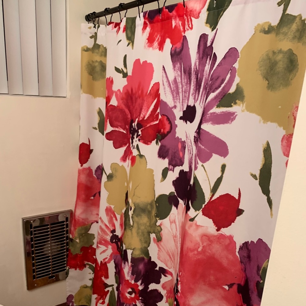 Multi colored flower shower curtain
